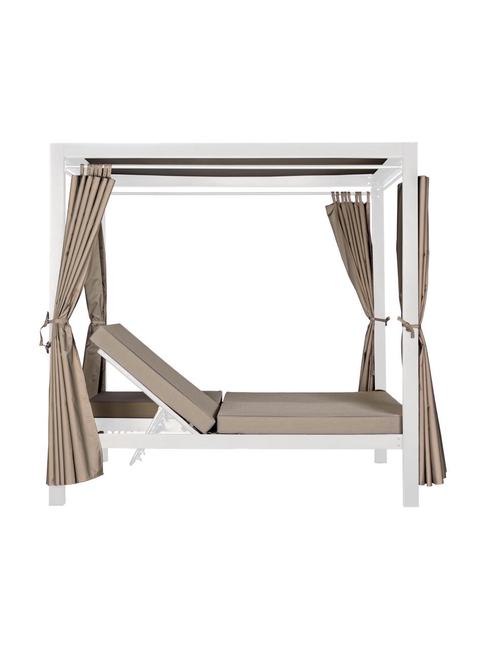 Letto 2 posti da giardino bianco con tettuccio Dream, Struttura: alluminio verniciato a po, Bianco, beige, Larg. 188 x Alt. 205 cm
