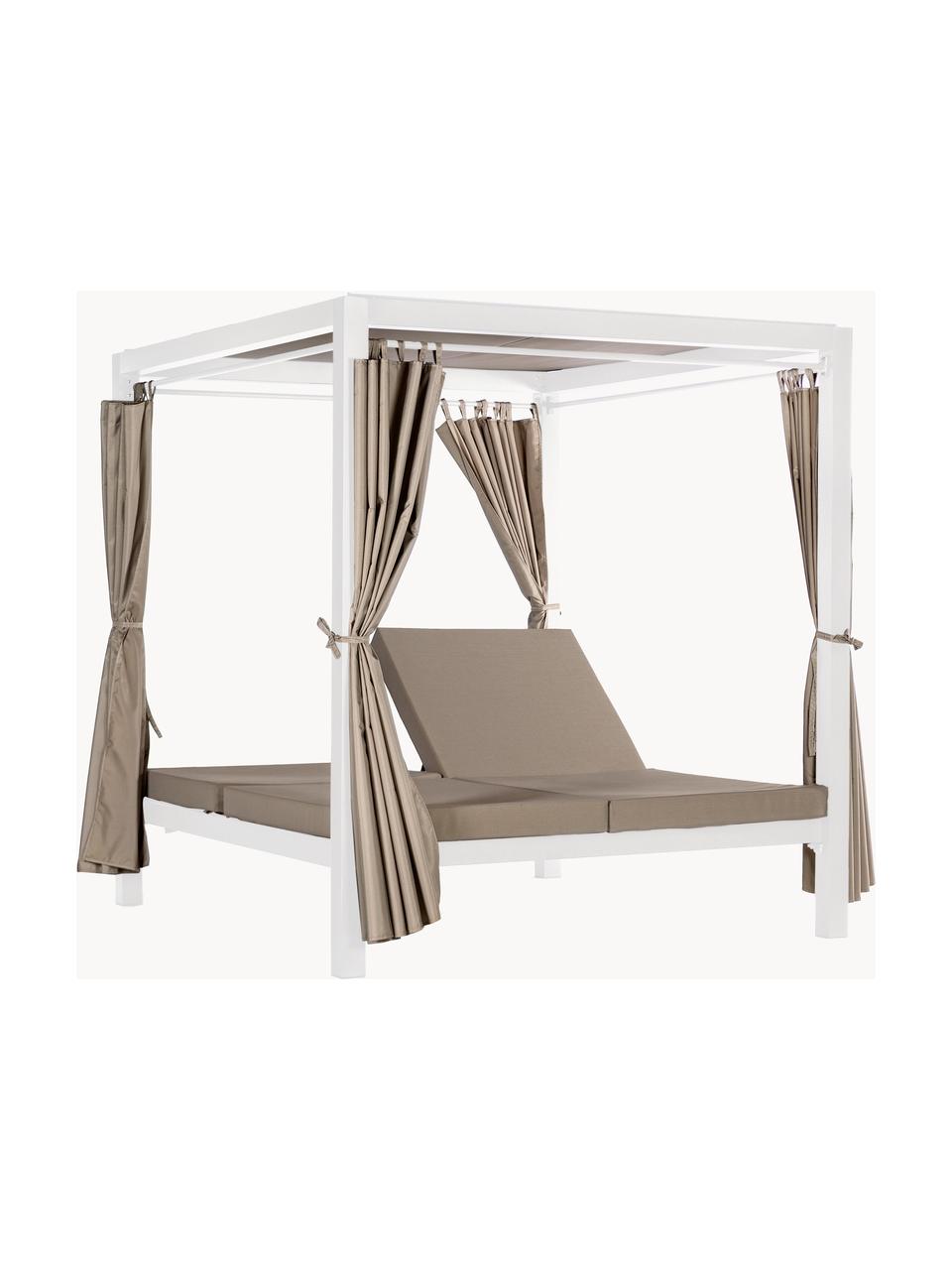 Dubbele zonnebed Dream met luifel, Frame: gepoedercoat aluminium, Geweven stof beige, wit, B 188 x H 205 cm