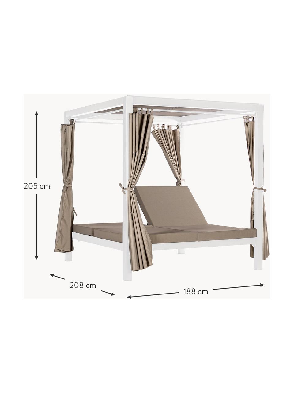 Doppel-Gartenliege Dream mit Sonnendach, Gestell: Aluminium, pulverbeschich, Webstoff Beige, Weiss, B 188 x H 205 cm