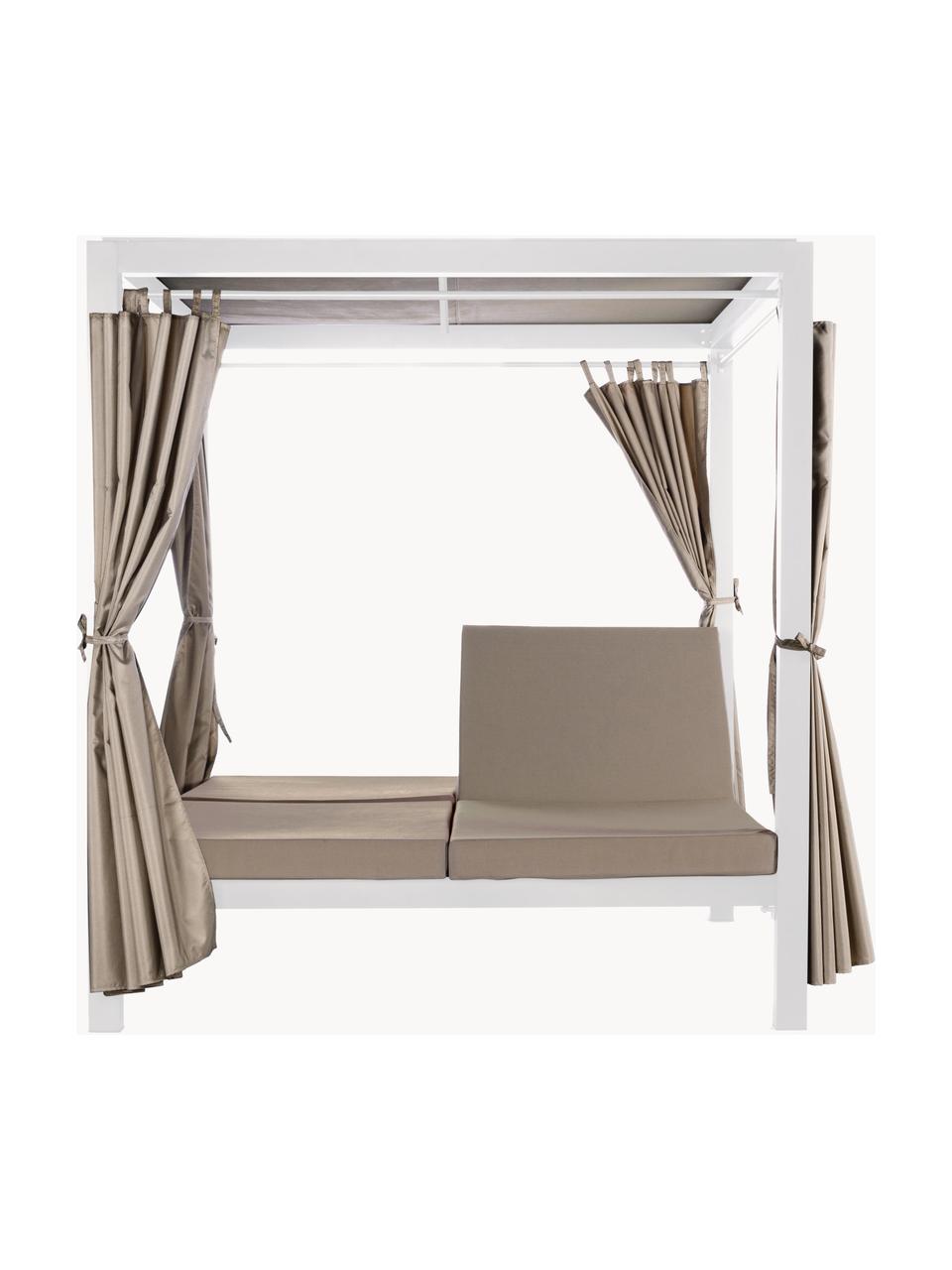 Letto 2 posti da giardino bianco con tettuccio Dream, Struttura: alluminio verniciato a po, Tessuto beige, bianco, Larg. 188 x Alt. 205 cm