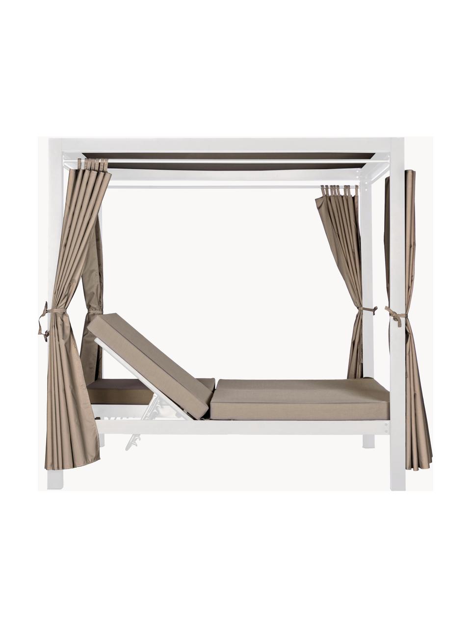 Chaise longue de jardin double avec toit solaire Dream, Tissu beige, blanc, larg. 188 x haut. 205 cm
