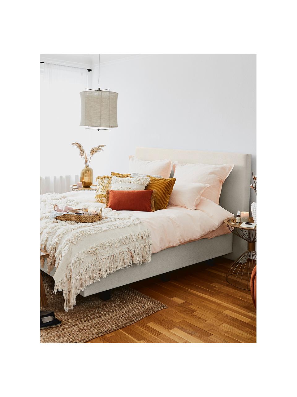 Łóżko kontynentalne premium Eliza, Nogi: lite drewno bukowe, lakie, Beżowy, 200 x 200 cm