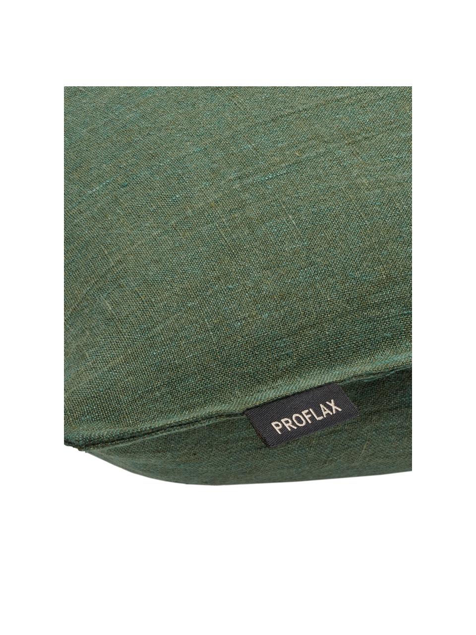 Lněný povlak na polštář s efektem soft-washed Sven, Zelená
