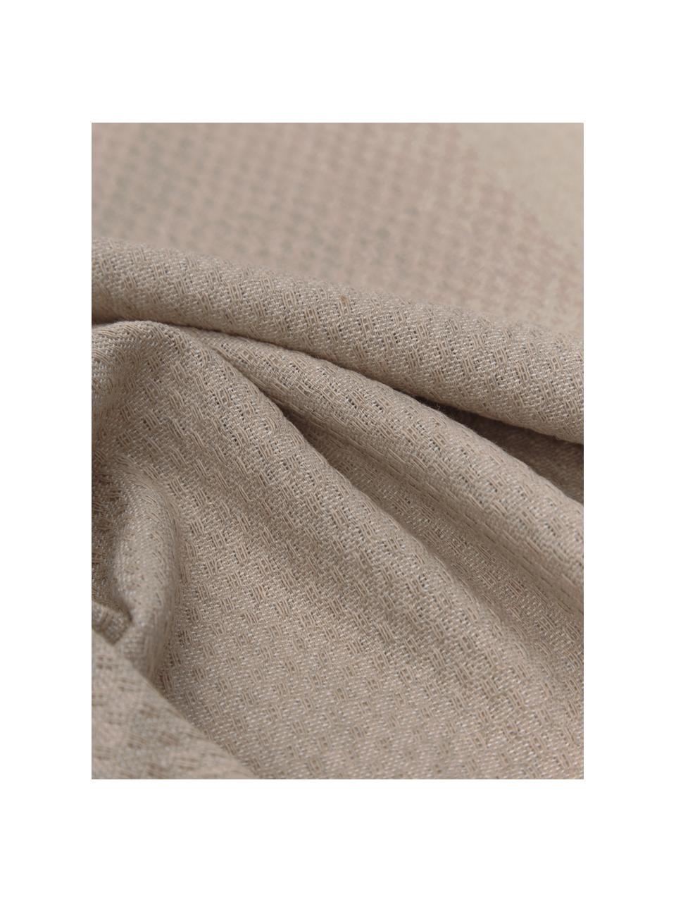 Telo mare a righe dorate con frange Hamptons, 100% cotone, Beige, dorato, crema, Larg. 100 x Lung. 200 cm