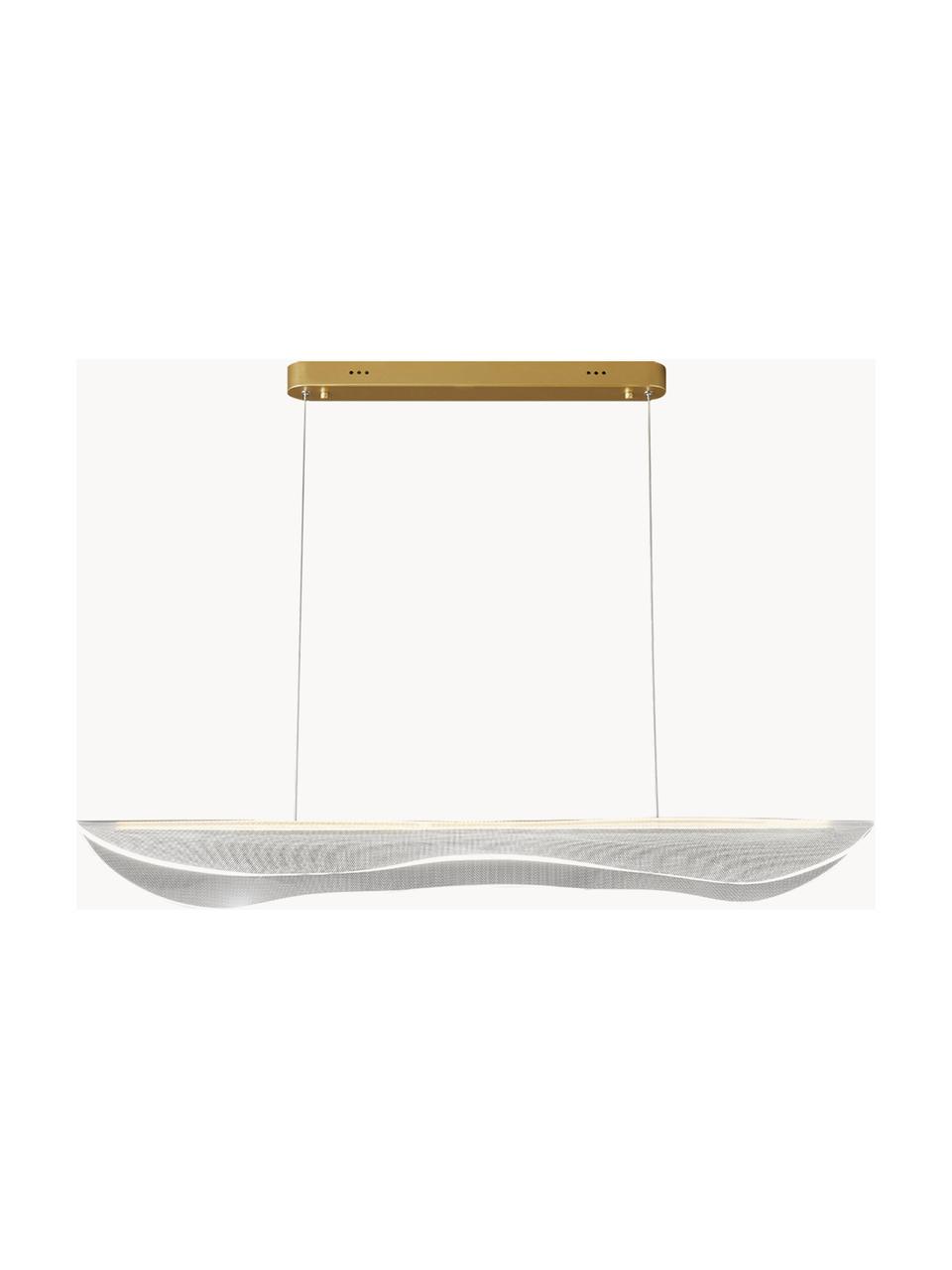 Lampada a sospensione grande a LED Cortina, Paralume: vetro acrilico, Trasparente, dorato, Larg. 100 x Alt. 34 cm