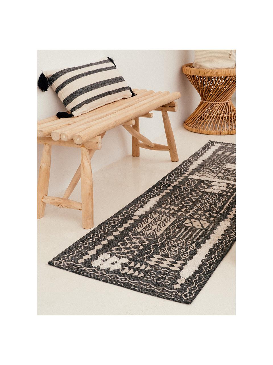 Federa arredo a righe con nappine  Zebra, 100% cotone, Nero, bianco, Larg. 30 x Lung. 60 cm