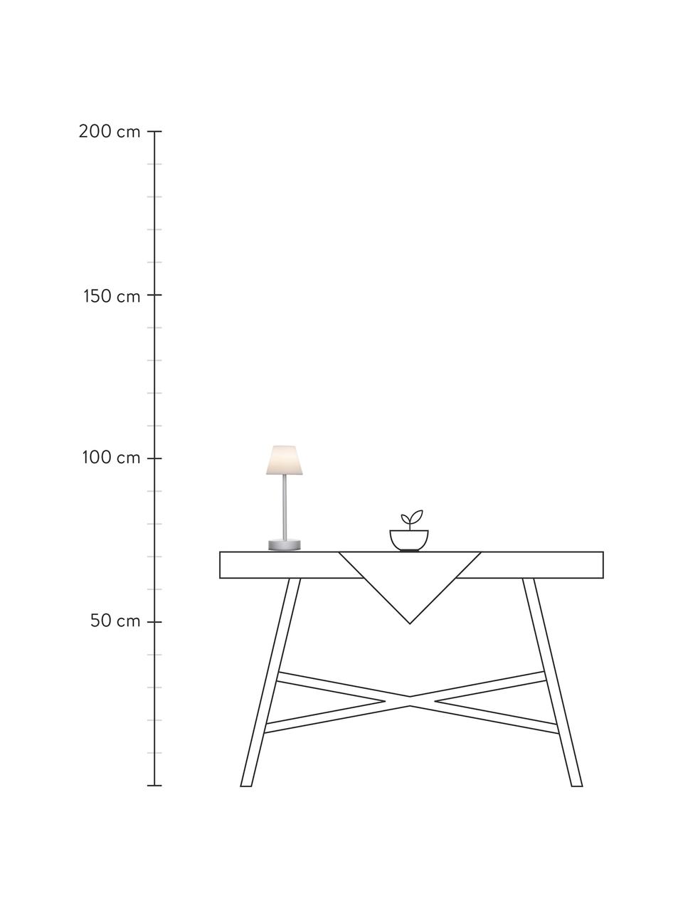 Přenosná stmívatelná venkovní stolní LED lampa s dotykovou funkcí Lola, Bílá, stříbrná, Ø 11 cm, V 32 cm