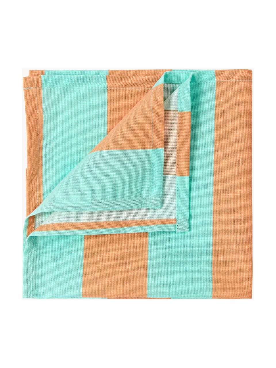 Pruhované textilné servítky Juno, 8 ks, 100 %  bavlna, Oranžová, tyrkysová, Š 45 x V 45 cm