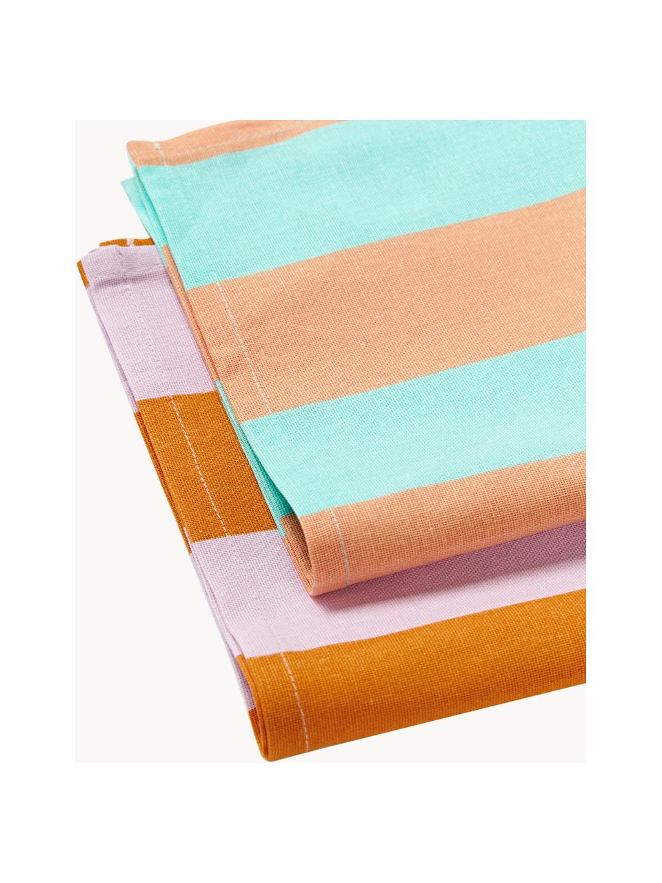 Pruhované textilné servítky Juno, 8 ks, 100 %  bavlna, Oranžová, tyrkysová, Š 45 x V 45 cm