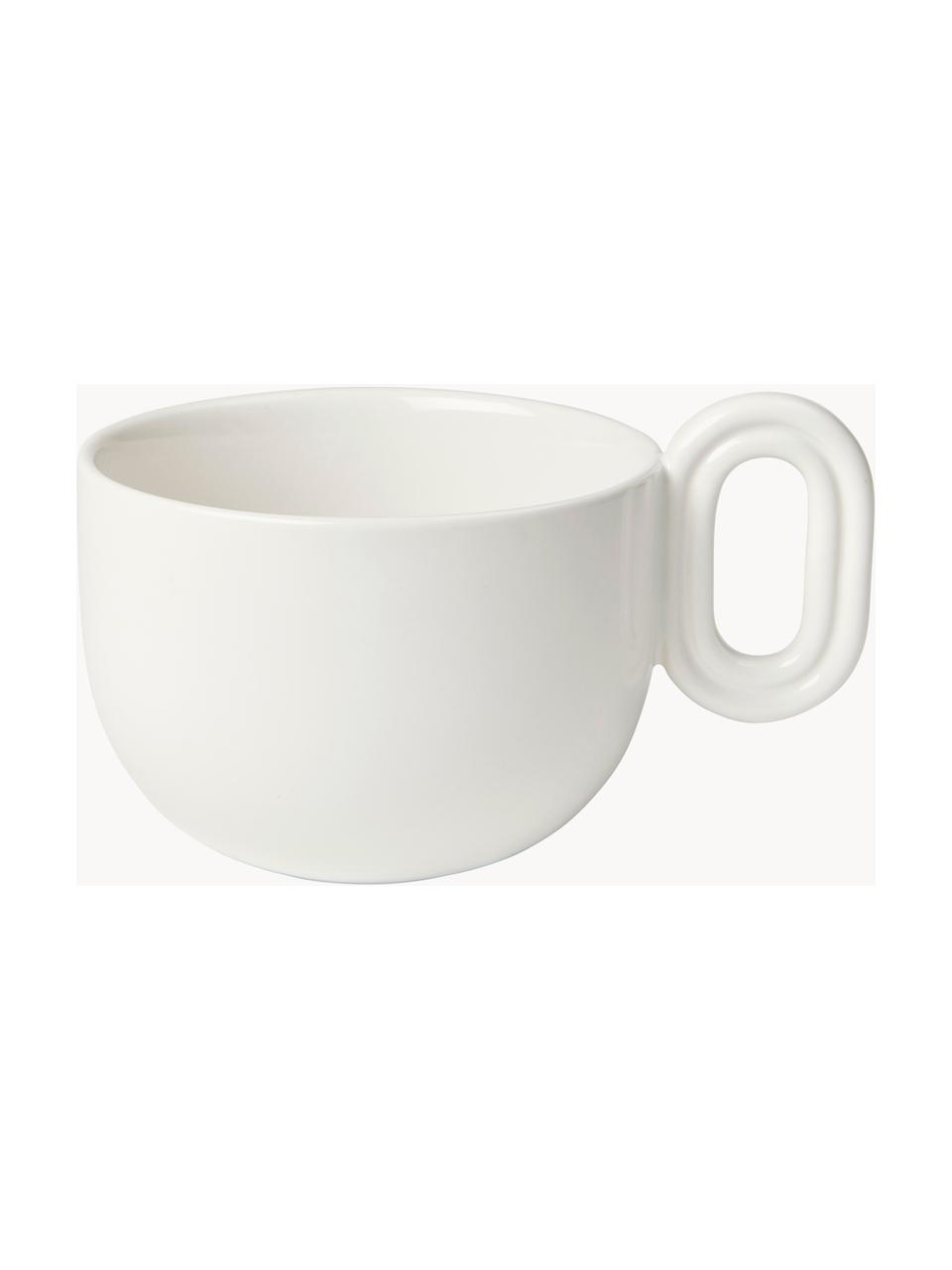 Tazza da tè fatta a mano Stevns, Gres smaltato, Bianco latte lucido, Ø 10 x Alt. 7 cm, 400 ml