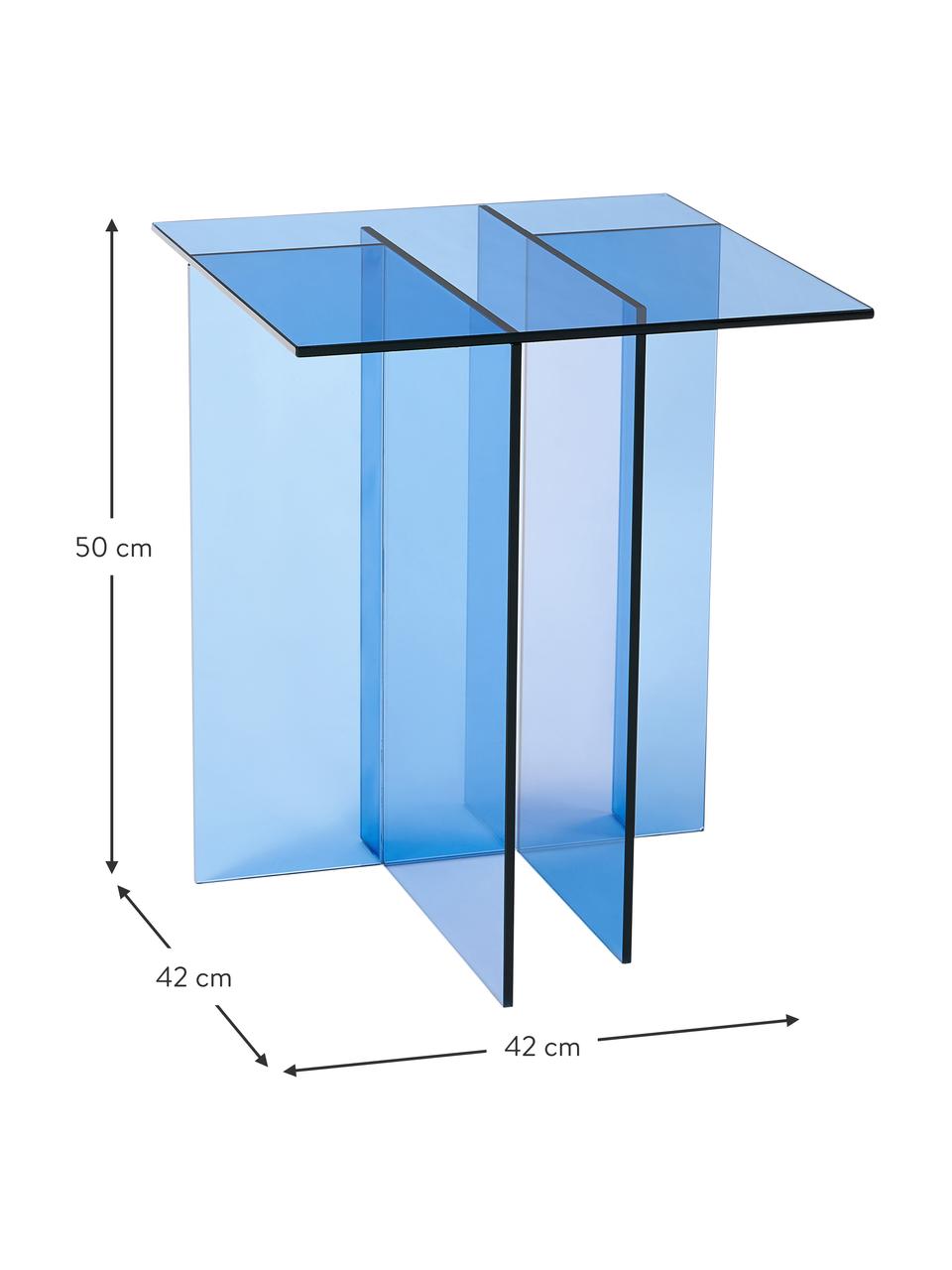 Mesa auxiliar de vidrio Anouk, Vidrio, Azul transparente, An 42 x Al 50 cm