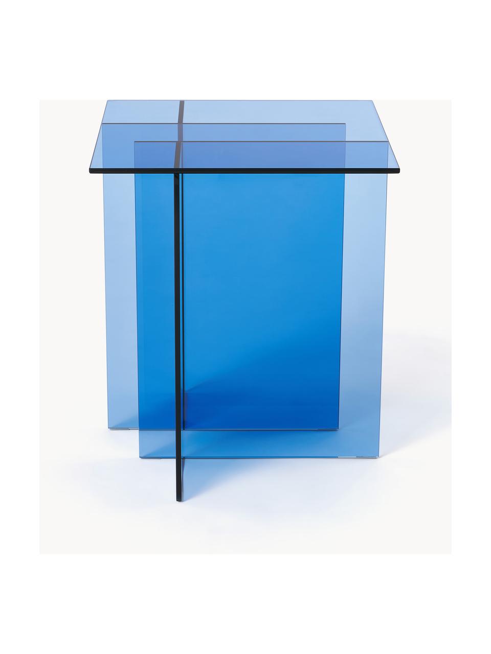 Sklenený odkladací stolík Anouk, Sklo, Modrá, priehľadná, Š 42 x V 50 cm
