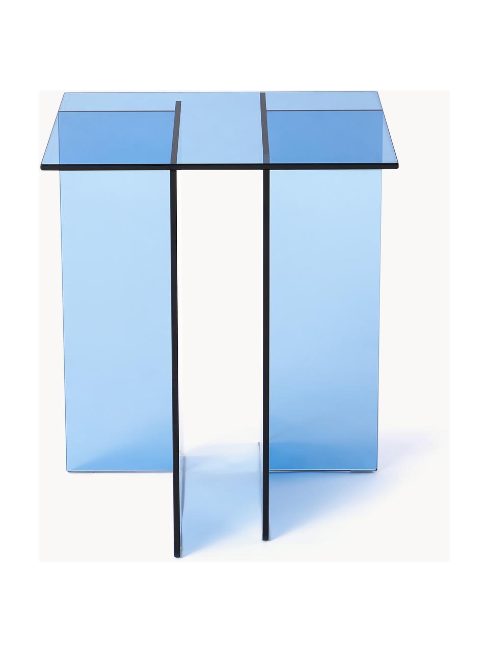 Glazen bijzettafel Anouk, Glas, Blauw, transparant, B 42 x H 50 cm