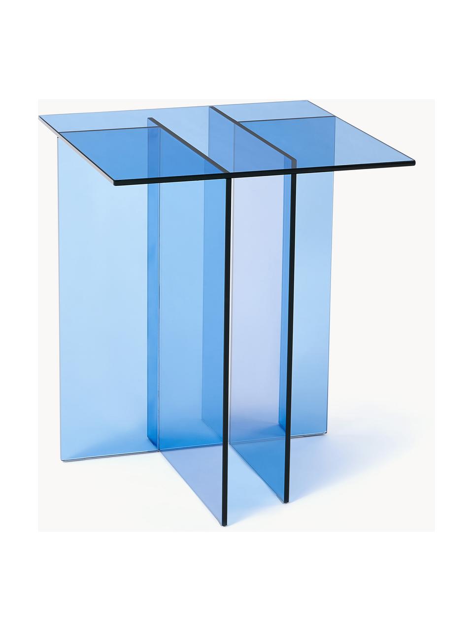 Mesa auxiliar de vidrio Anouk, Vidrio, Azul transparente, An 42 x Al 50 cm