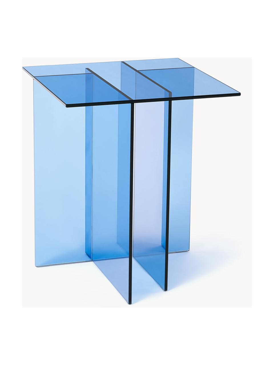 Stolik pomocniczy ze szkła Anouk, Szkło, Niebieski, transparentny, S 42 x W 50 cm