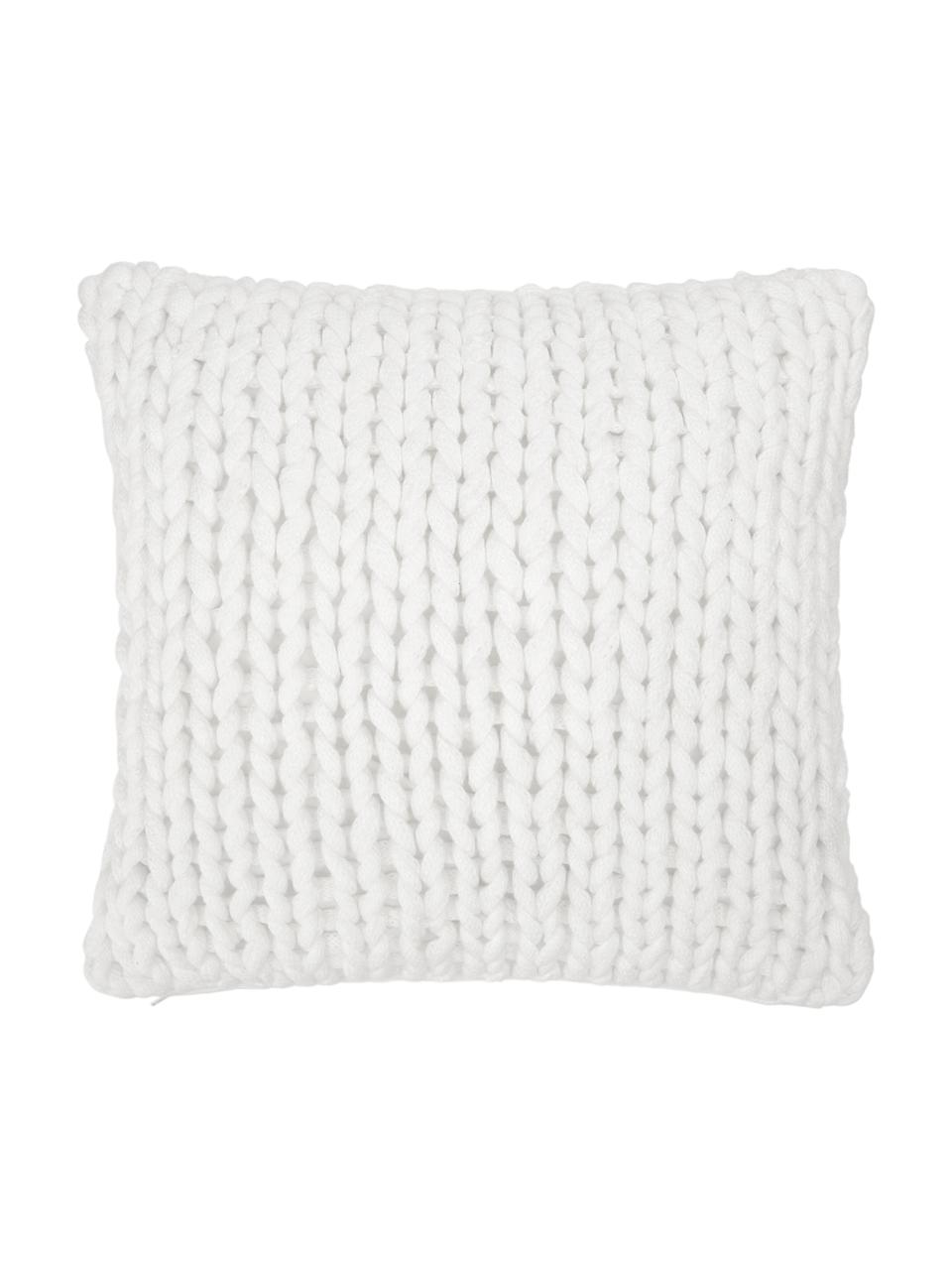 Housse de coussin grosse maille blanc Adyna, Blanc