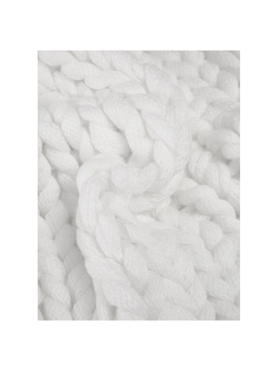 Handgemaakte grofgebreide kussenhoes Adyna in wit, 100% polyacryl, Wit, 45 x 45 cm
