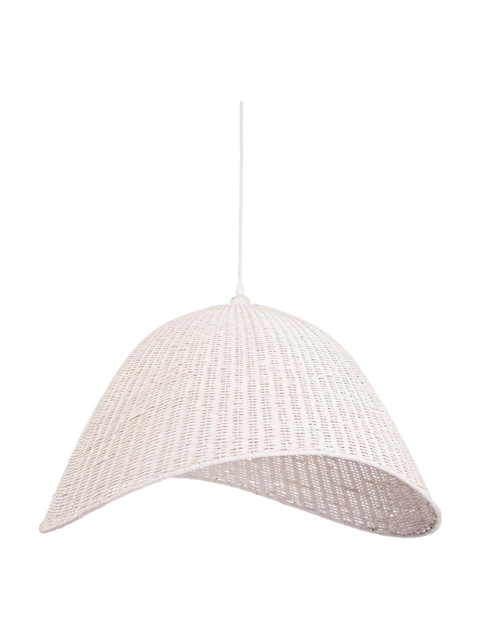 Lampa wisząca z drewna bambusowego w stylu scandi Arvid, Biały, S 63 x W 36 cm