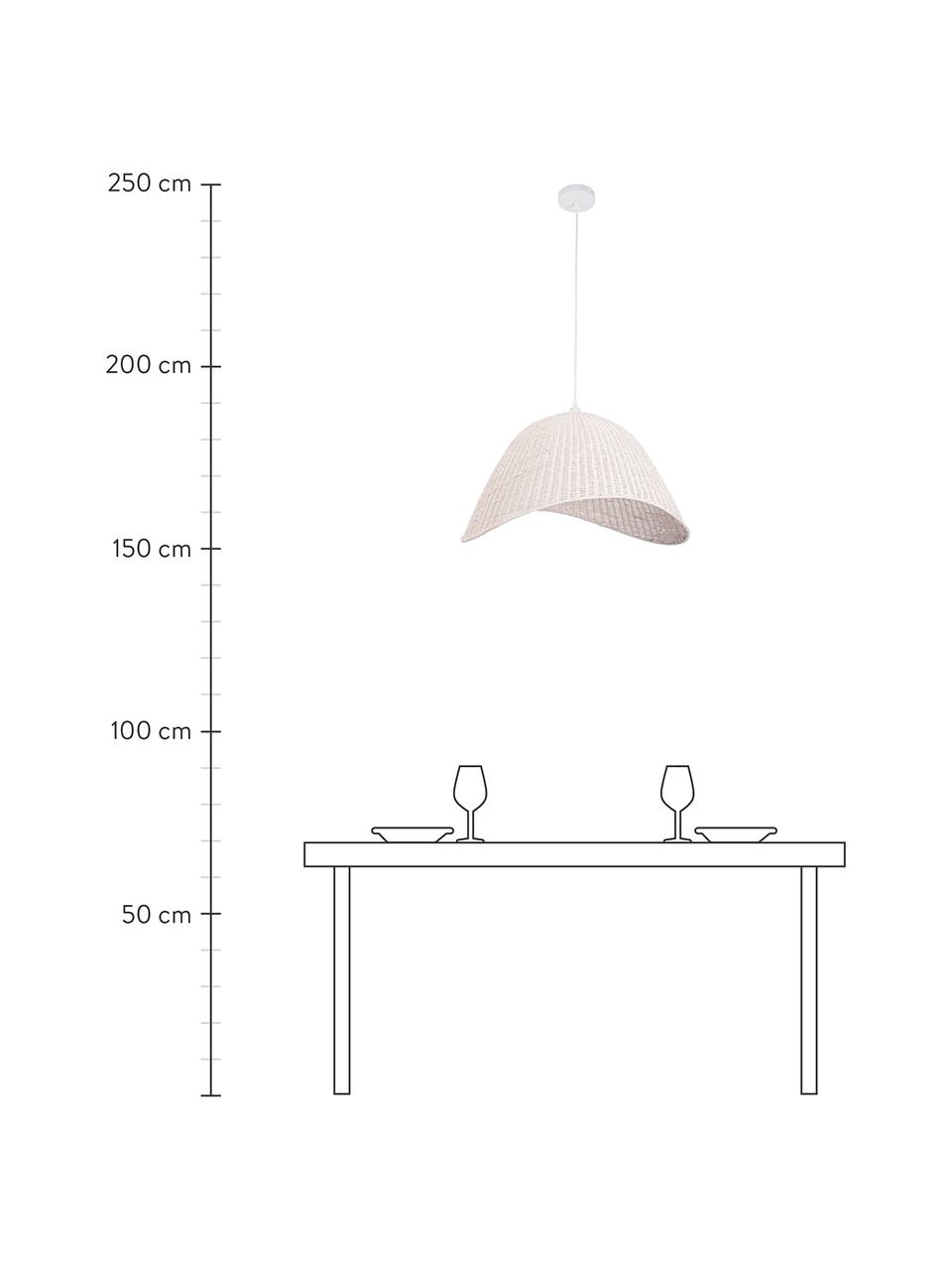 Grote Scandi hanglamp Arvid van bamboehout, Lampenkap: bamboe, Baldakijn: gecoat metaal, Wit, 63 x 36 cm