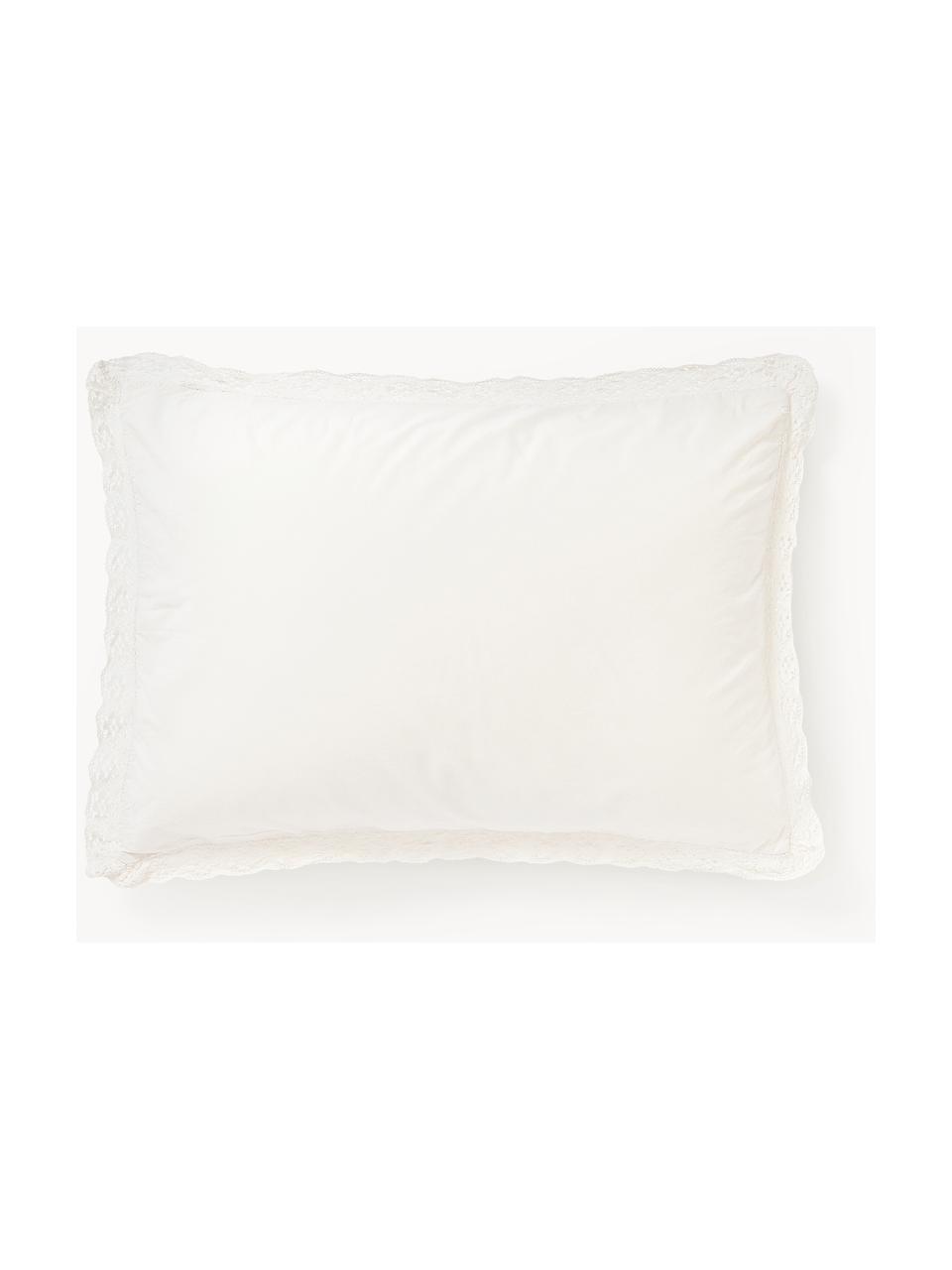 Funda de almohada de algodón con volantes Adoria, Blanco, An 45 x L 110 cm