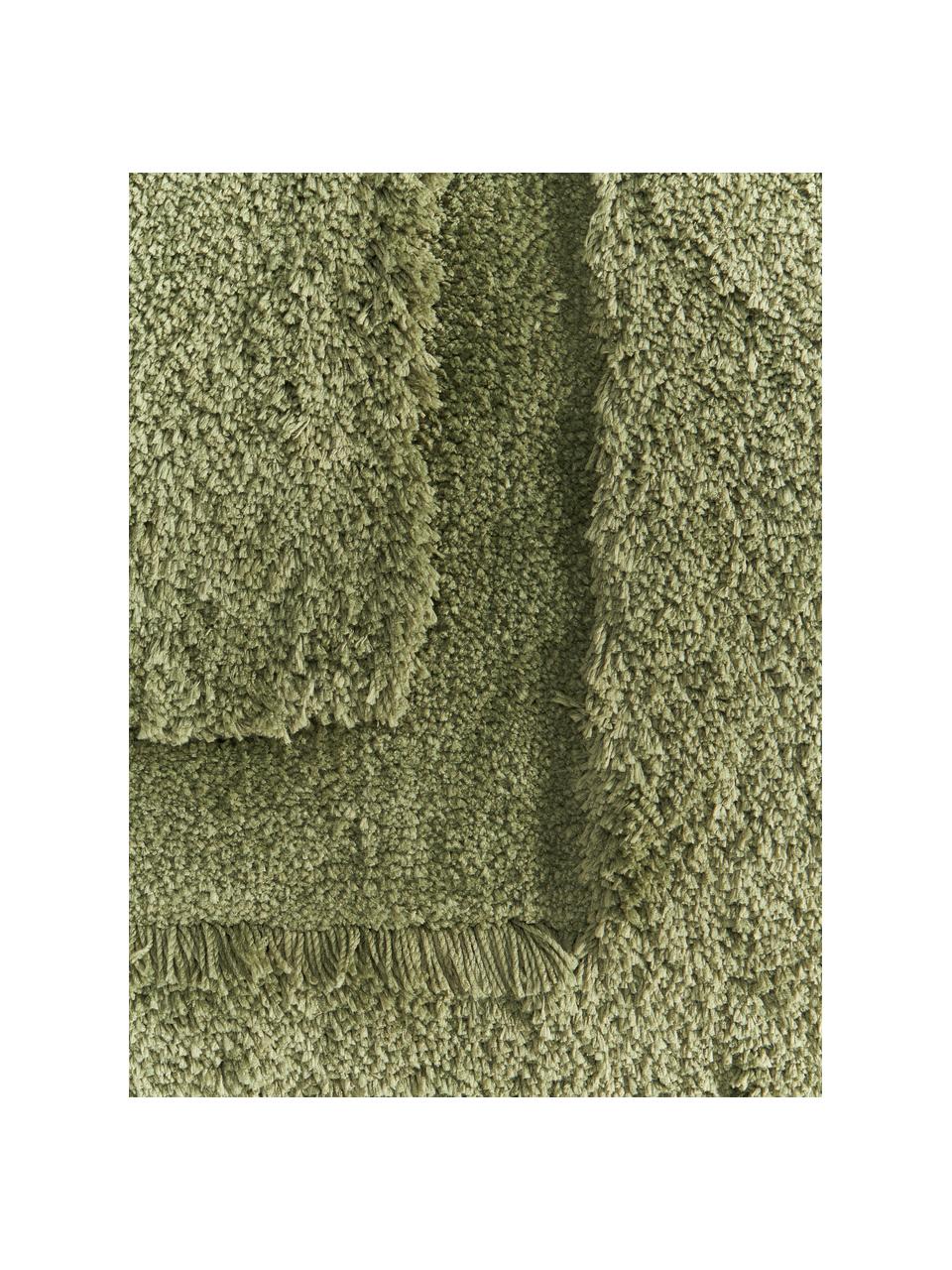 Tapis moelleux à poils longs texturé Genève, Vert foncé, larg. 80 x long. 150 cm (taille XS)