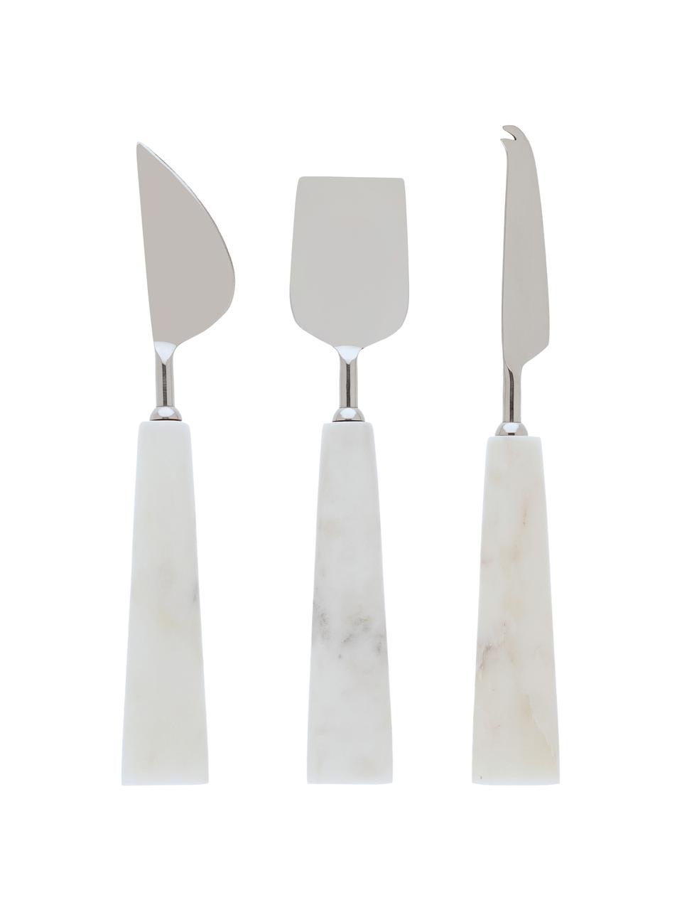 Komplet noży do sera z marmuru Bluma, 3 elem., Biały, marmurowy, stal, D 24 cm