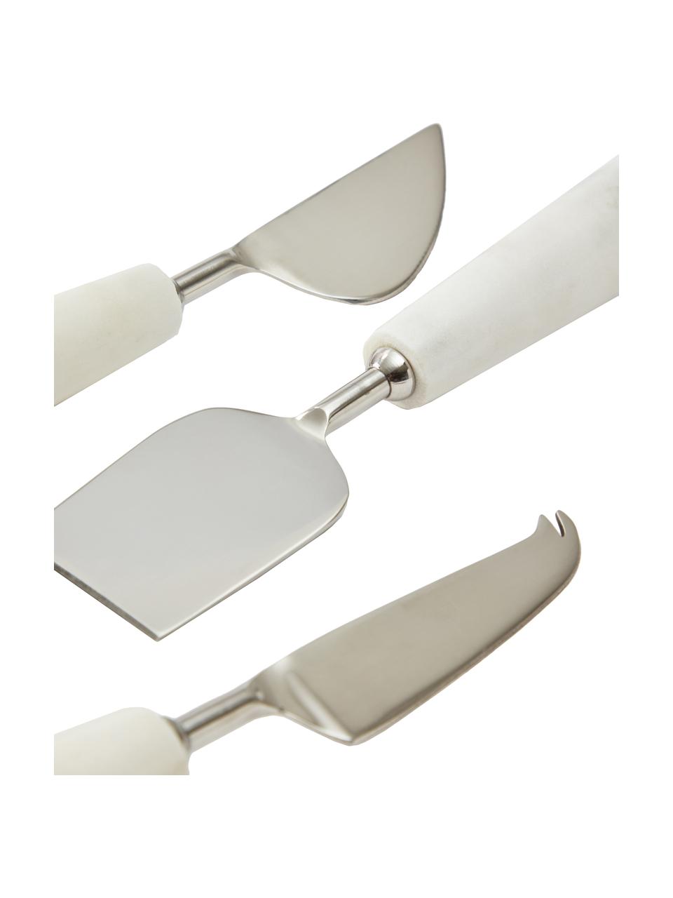 Set 3 coltelli da formaggio in marmo Bluma, Manico: marmo, Coltello: acciaio, Bianco marmorizzato, acciaio, Lung. 24 cm