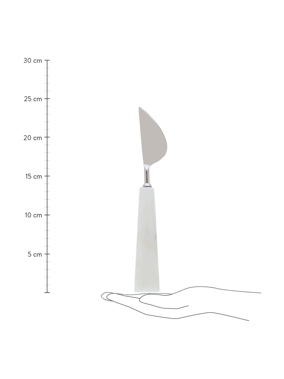 Große Marmor-Käsemesse Bluma, 3er-Set, Griff: Marmor, Messer: Stahl, Weiß, marmoriert, Stahl, L 24 cm