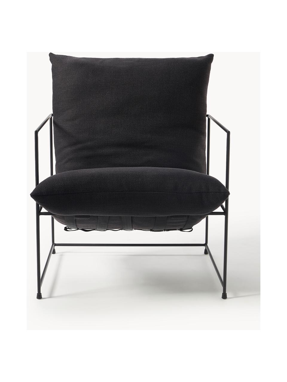 Fauteuil rembourré Wayne, Tissu noir, larg. 69 x prof. 74 cm