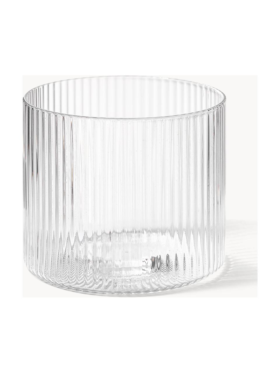 Verres à eau striés soufflés bouche Ripple, 4 pièces, Verre, soufflé bouche, Transparent, haute brillance, Ø 8 x haut. 6 cm, 200 ml