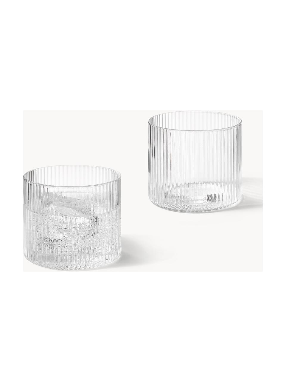 Szklanka ze szkła dmuchanego Ripple, 4 szt., Szkło dmuchane, Transparentny, błyszczący, Ø 8 x W 6 cm, 200 ml