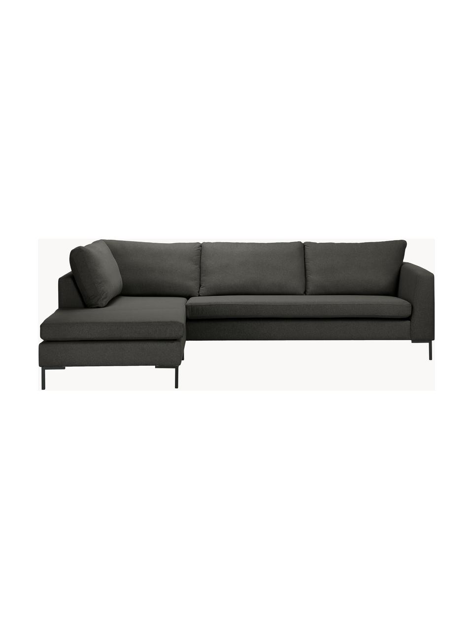 Ecksofa Luna, Bezug: 100 % Polyester, Oeko-Tex, Gestell: Massives Buchenholz, Schi, Füße: Metall, galvanisiert Das , Webstoff Anthrazit, B 280 x T 184 cm, Eckteil links