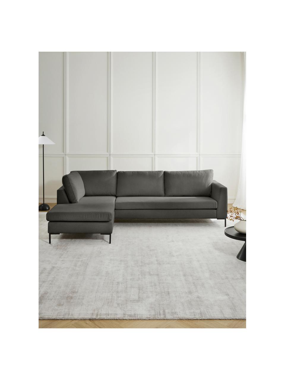 Ecksofa Luna, Bezug: 100 % Polyester, Oeko-Tex, Gestell: Massives Buchenholz, Schi, Füße: Metall, galvanisiert Das , Webstoff Anthrazit, B 280 x T 184 cm, Eckteil links