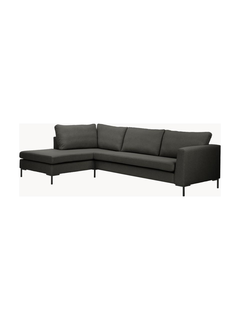 Ecksofa Luna, Bezug: 100 % Polyester, Oeko-Tex, Gestell: Massives Buchenholz, Schi, Webstoff Anthrazit, B 280 x T 184 cm, Eckteil links