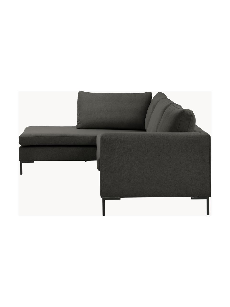 Sofa narożna Luna, Tapicerka: 100% poliester z certyfik, Stelaż: lite drewno bukowe, sklej, Nogi: metal galwanizowany, Antracytowa tkanina, S 280 x G 184 cm, lewostronna