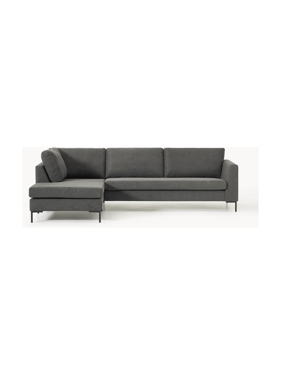 Ecksofa Luna, Bezug: 100 % Polyester Der strap, Gestell: Massives Buchenholz, Schi, Füße: Metall, galvanisiert Das , Webstoff Anthrazit, B 280 x T 184 cm, Eckteil links