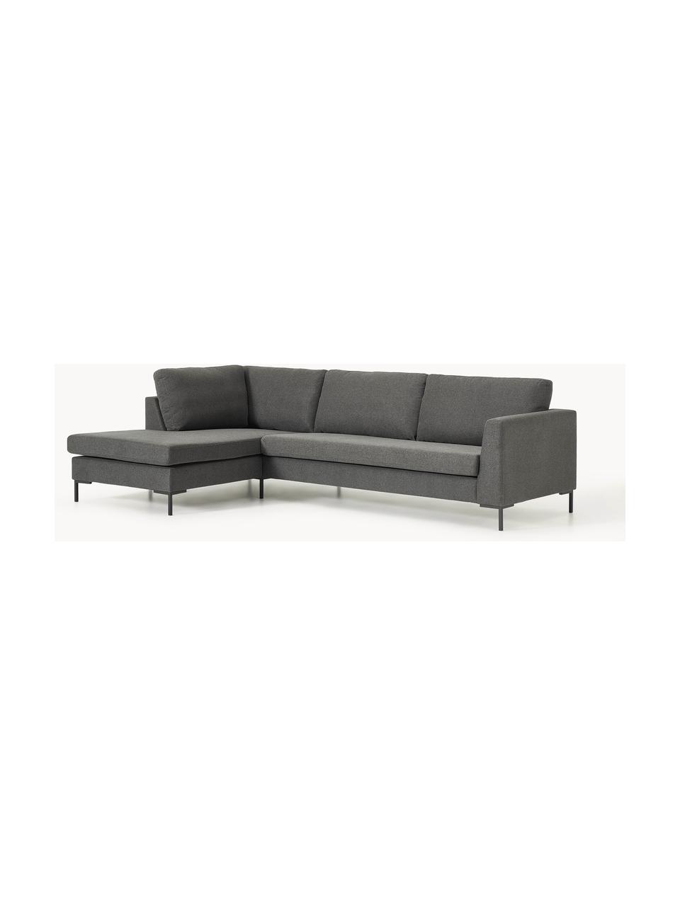 Ecksofa Luna, Bezug: 100 % Polyester Der strap, Gestell: Massives Buchenholz, Schi, Füße: Metall, galvanisiert Das , Webstoff Anthrazit, B 280 x T 184 cm, Eckteil links