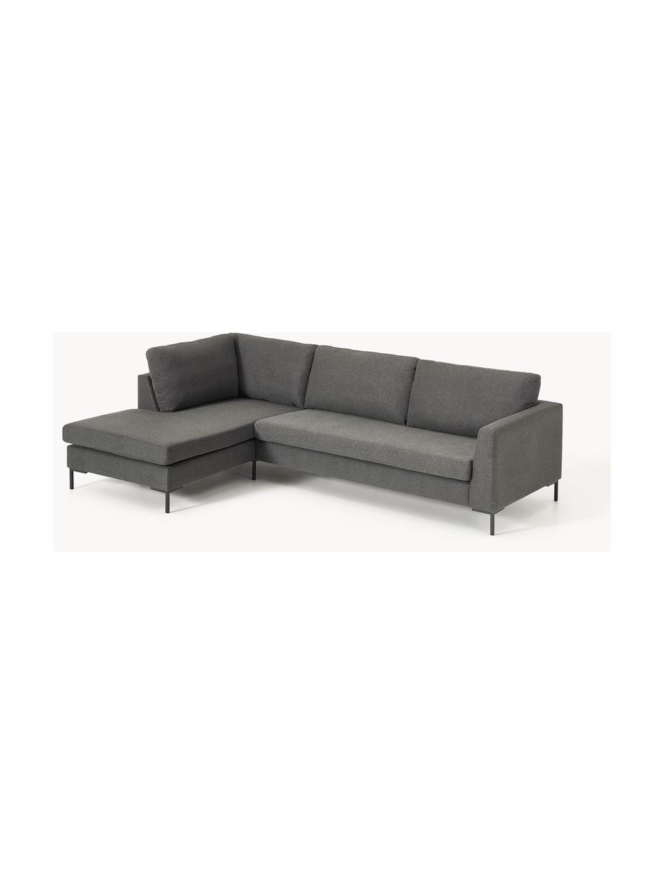 Ecksofa Luna, Bezug: 100 % Polyester Der strap, Gestell: Massives Buchenholz, Schi, Füße: Metall, galvanisiert Das , Webstoff Anthrazit, B 280 x T 184 cm, Eckteil links