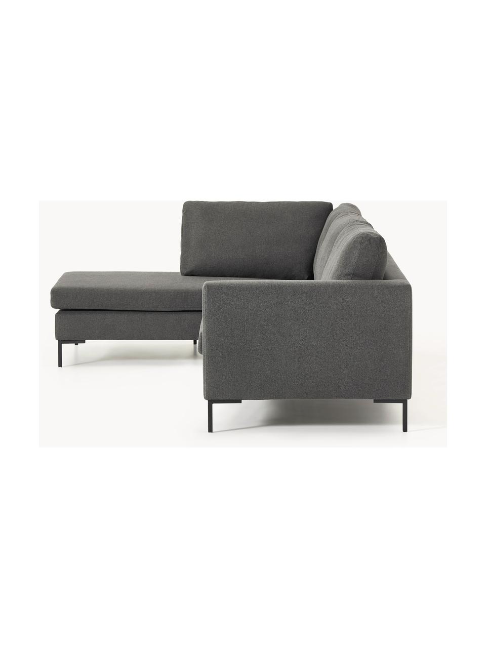 Ecksofa Luna, Bezug: 100 % Polyester Der strap, Gestell: Massives Buchenholz, Schi, Füße: Metall, galvanisiert Das , Webstoff Anthrazit, B 280 x T 184 cm, Eckteil links