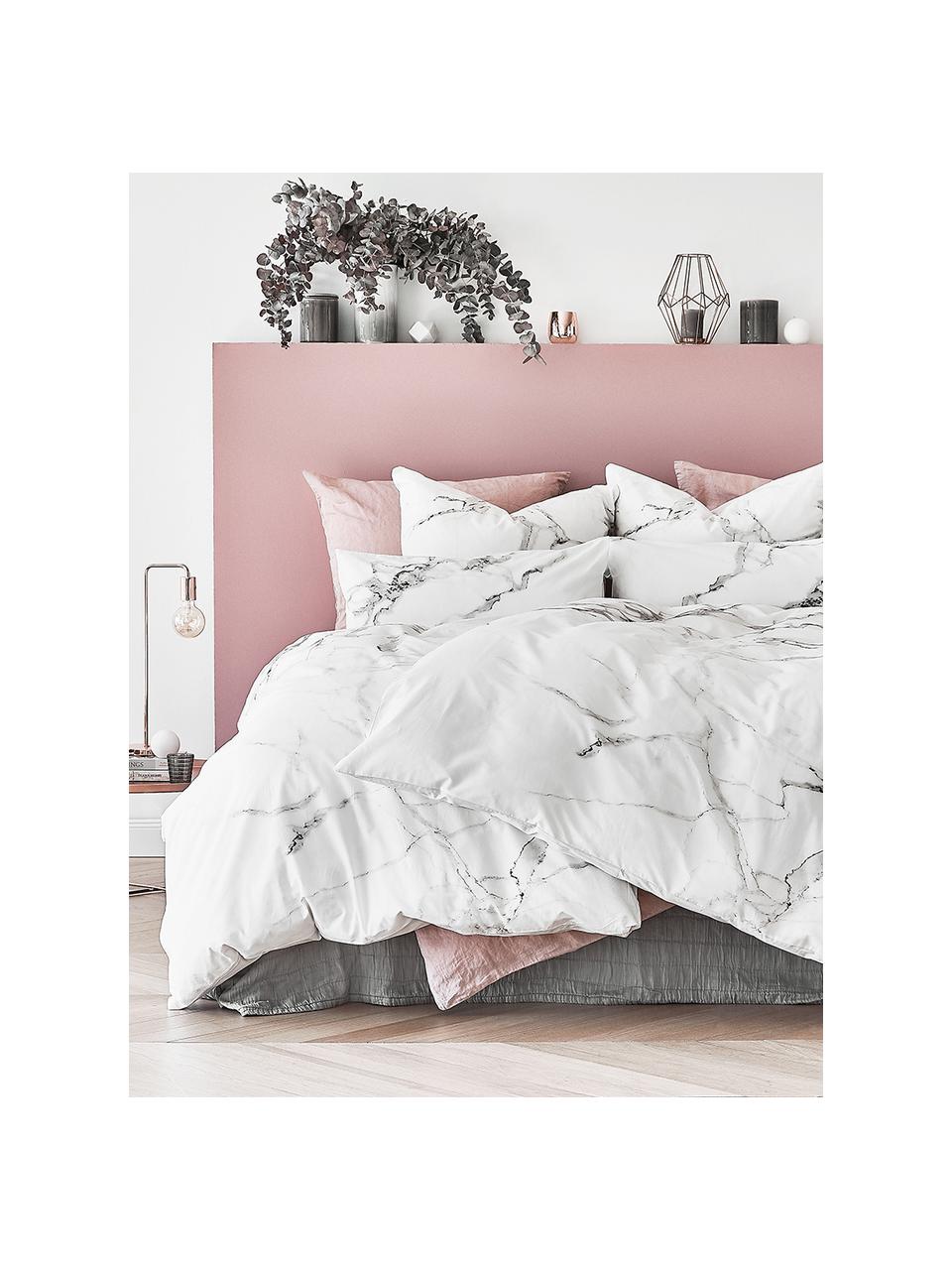 Baumwollperkal-Bettdeckenbezug Malin mit Marmor-Muster, Webart: Renforcé Fadendichte 200 , Weiss, Grautöne, B 160 x L 210 cm