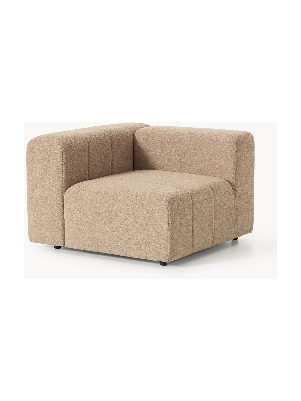 Bouclé-Eckmodul Lena, Bezug: Bouclé (93 % Polyester, 6, Gestell: Buchenholz, Spanplatte, H, Bouclé Beige, B 106 x T 106 cm, Eckteil links