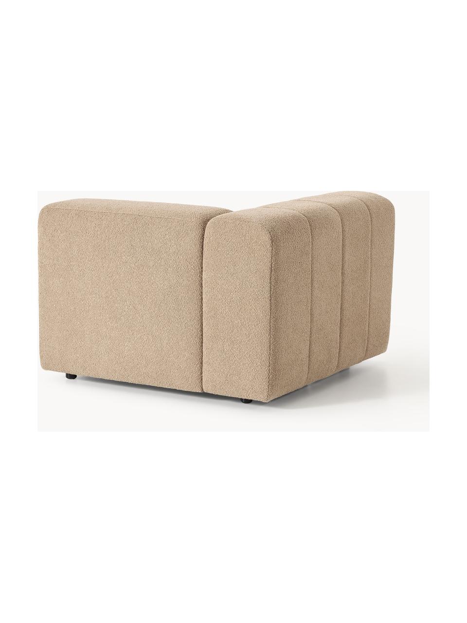 Bouclé-Eckmodul Lena, Bezug: Bouclé (93 % Polyester, 6, Gestell: Buchenholz, Spanplatte, H, Bouclé Beige, B 106 x T 106 cm, Eckteil links