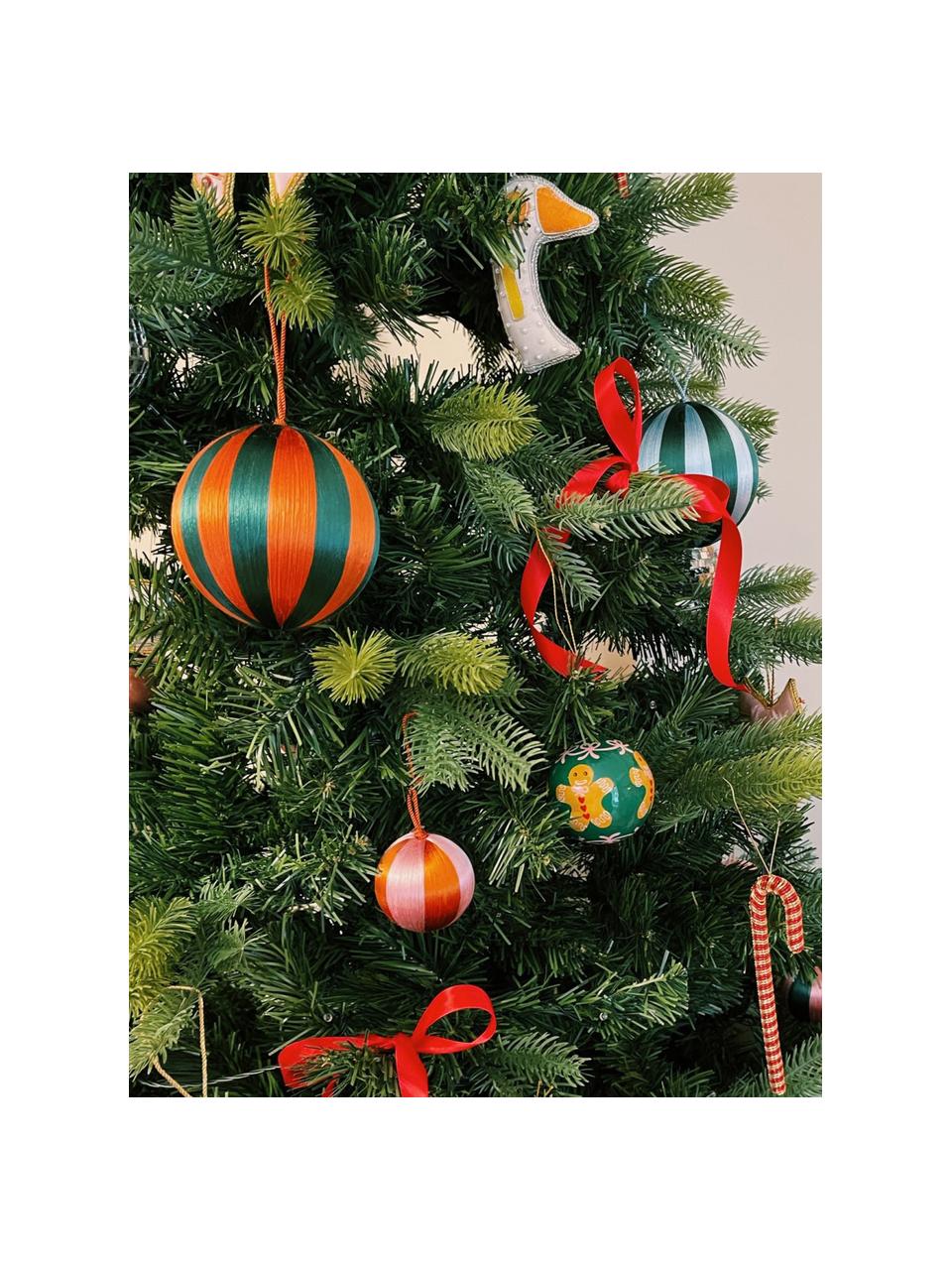 Boules de Noël Gingerbread Man, 4 pièces, Plastique, Vert foncé, brun clair, Ø 10 cm