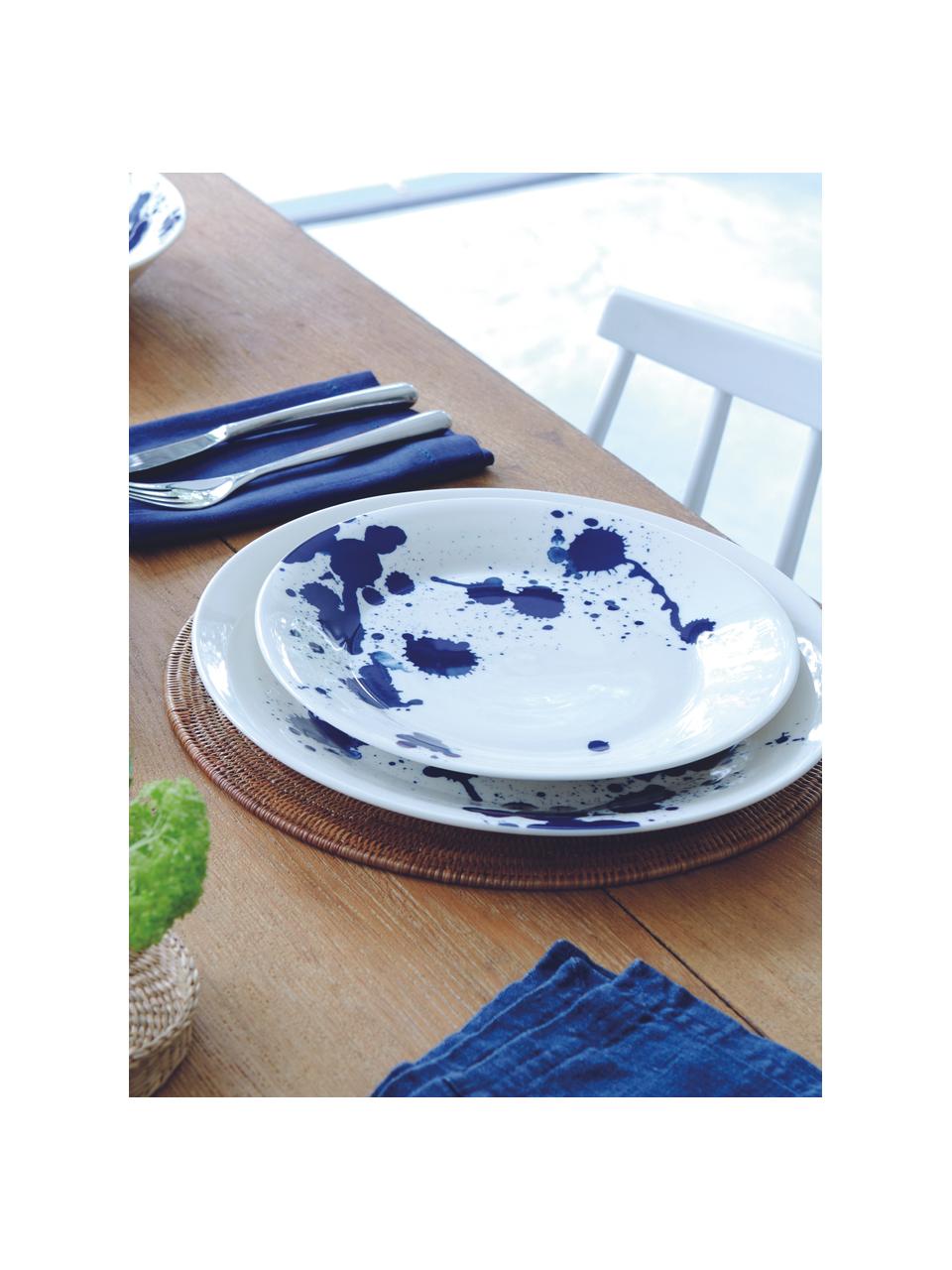 Komplet naczyń z porcelany Pacific Blue, dla 4 osób (16 elem.), Porcelana, Biały, ciemny niebieski, 4 osoby (16 elem.)