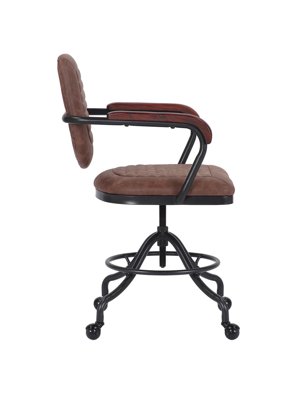 Krzesło biurowe Detroit, Nogi: metal powlekany, Tapicerka: sztuczna skóra (poliureta, Brązowy, czarny, S 60 x G 58 cm