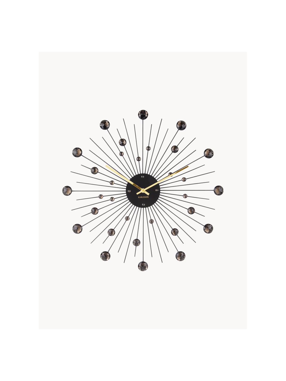 Nástěnné hodiny Sunburst, Potažený kov, Černá, Ø 50 cm, V 4 cm