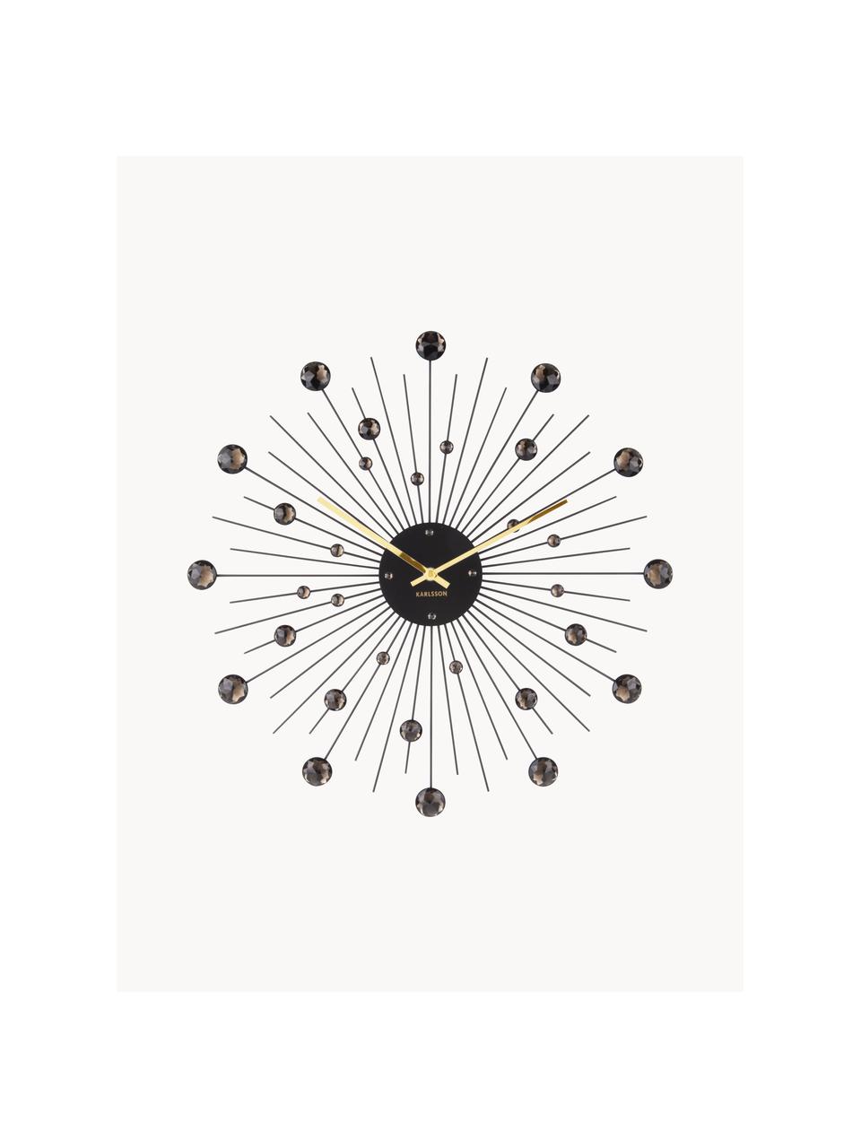 Reloj de pared Sunburst, Metal recubierto, Negro, Ø 50 x F 4 cm