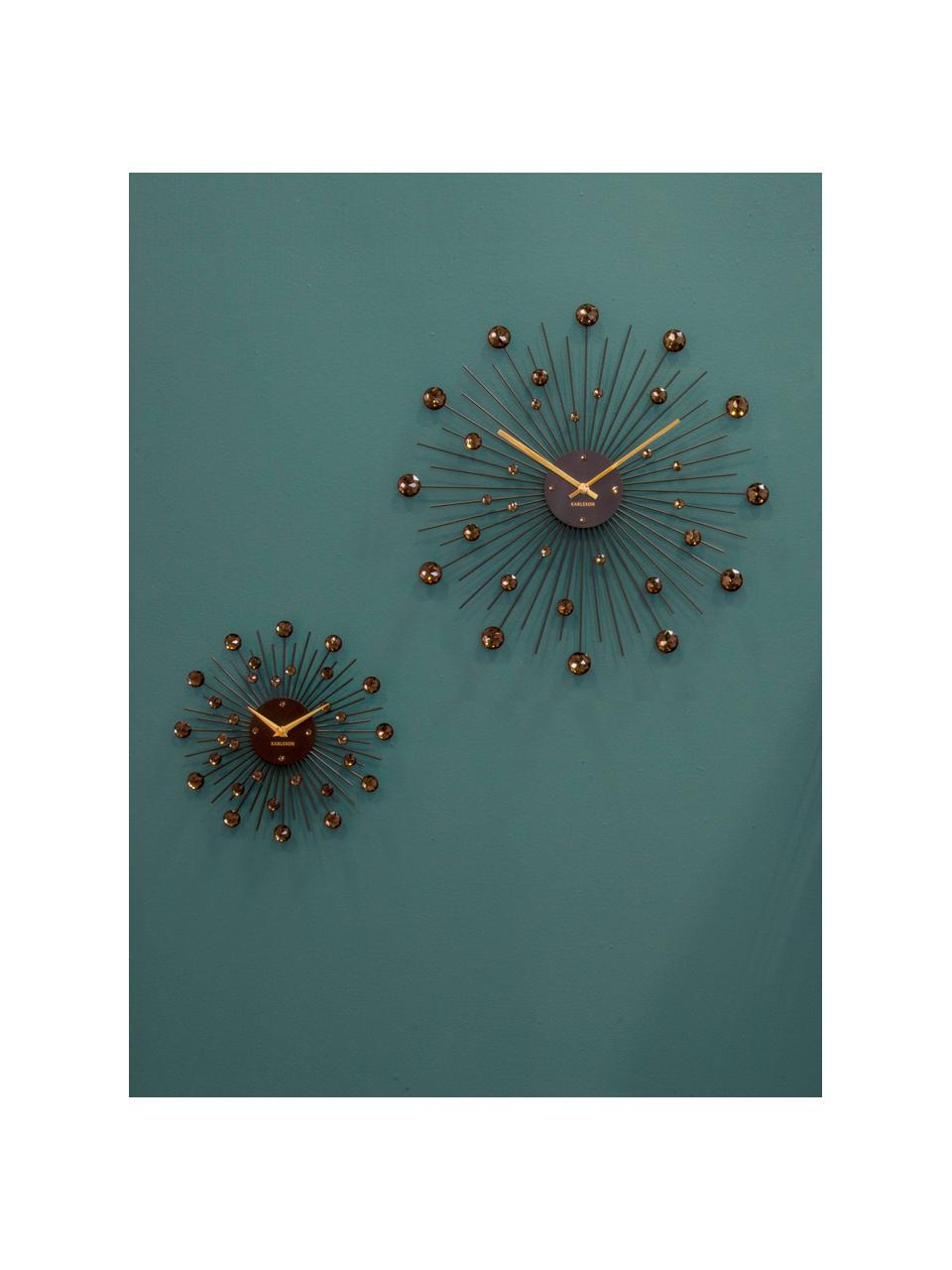 Horloge murale Sunburst, Métal, enduit, Noir, Ø 50 x prof. 4 cm