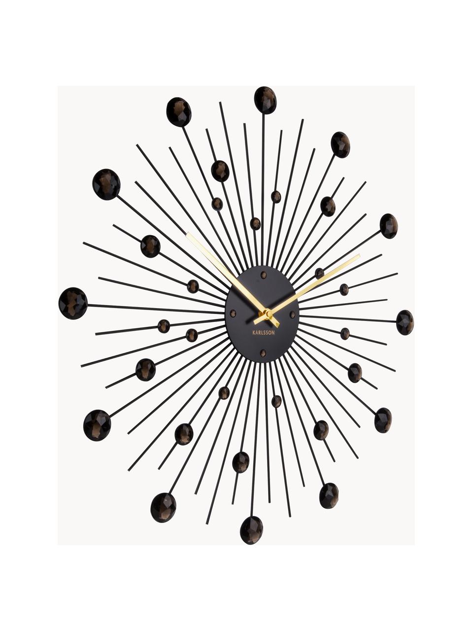 Nástenné hodiny Sunburst, Potiahnutý kov, Čierna, Ø 50 x H 4 cm