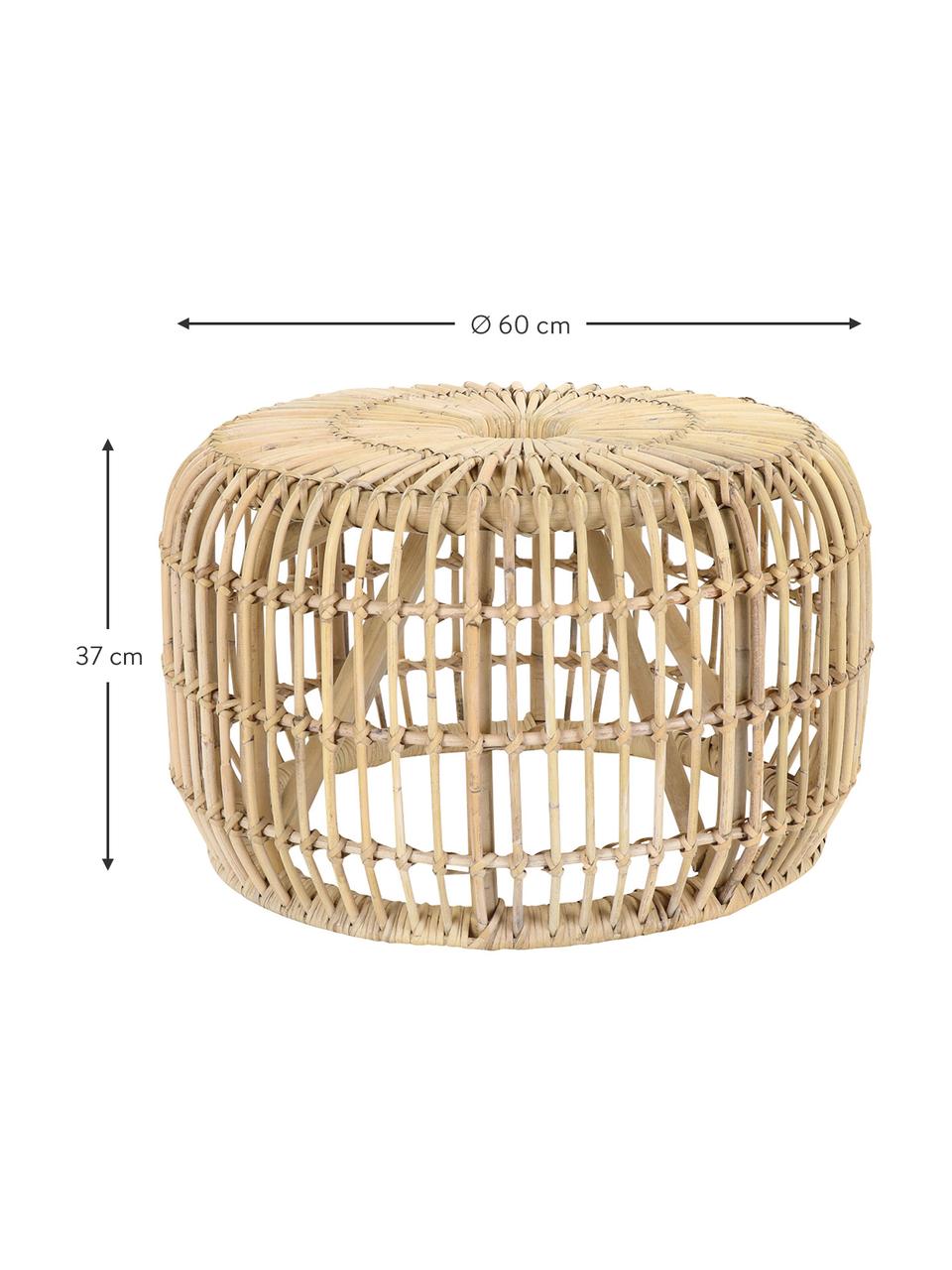 Okrągły stolik pomocniczy z rattanu Kim, Rattan naturalny, Rattan, Ø 60 x W 37 cm